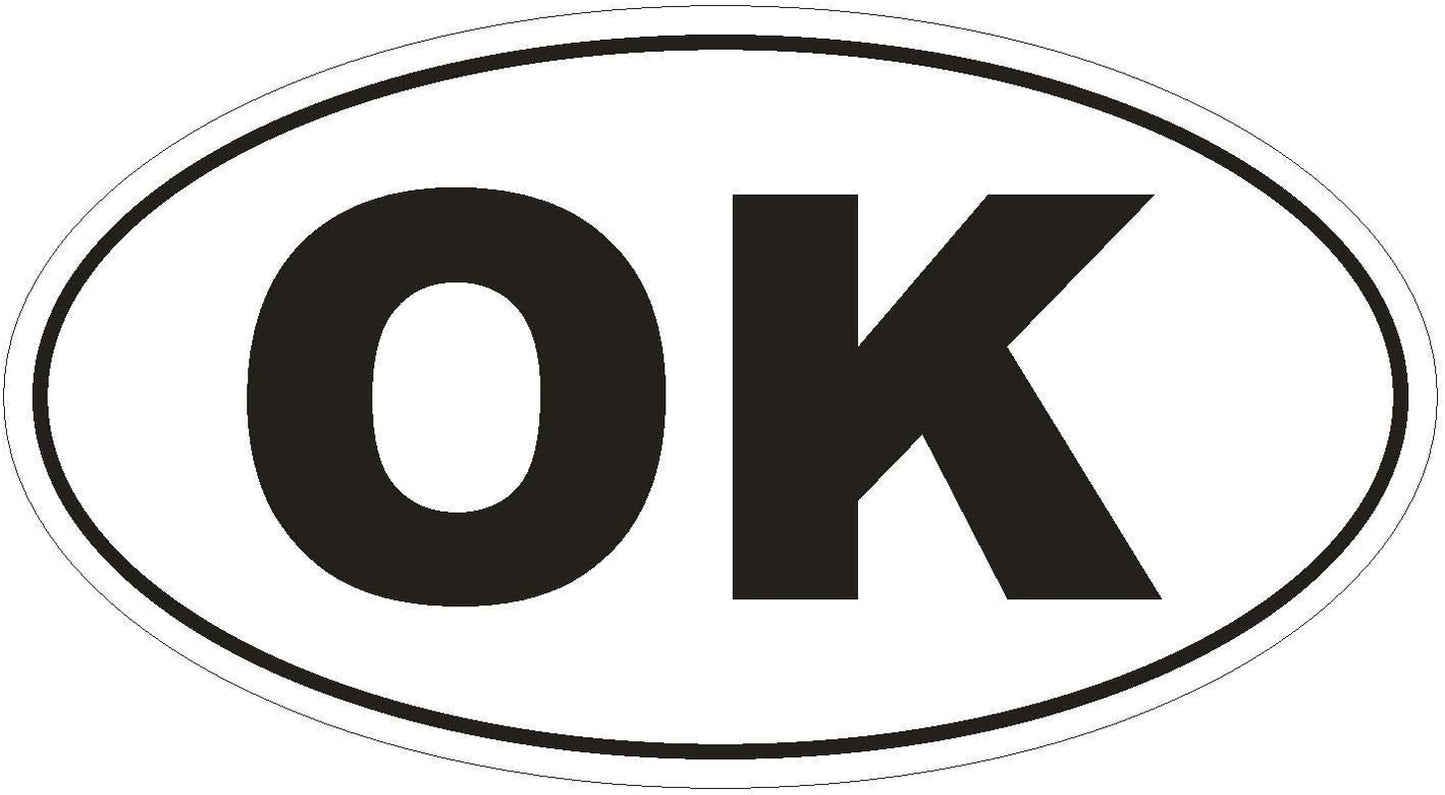 Magnet OK Oklahoma Euro Oval Vinyl Magnetic Bumper Sticker Decal D482 Laptop Tablet 5" Vinyl Overlays 1231