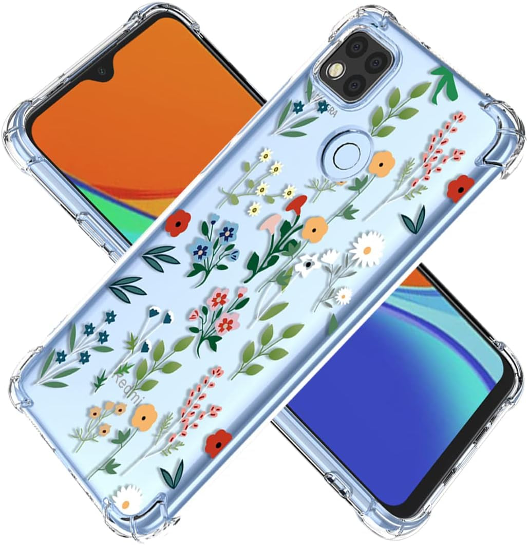 KOARWVC Case for Redmi 9C/Poco C3/Redmi 10A/Redmi 9 Activ Case, Crystal Clear Case Gradient Slim anti Scratch TPU Shockproof Protective Phone Cases Cover for Xiaomi Redmi 9C (Pink/Gold) KOARWVC Springfloral