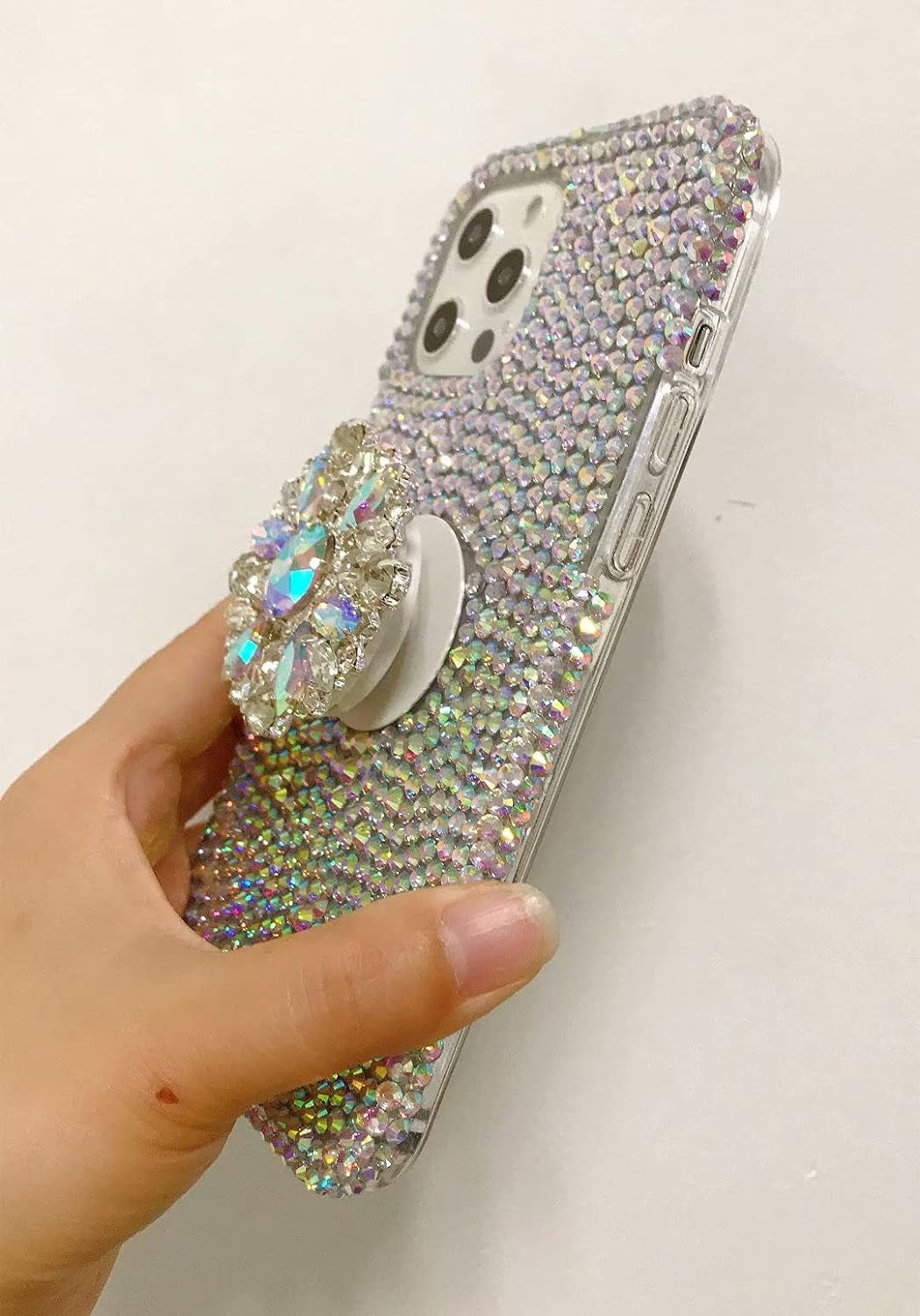 Max-Abc Compatible with LG G8/LG G8 Thinq Glitter Case,3D Diamond Crystal Rhinestone Women Girls Rainbow Shiny Sparkle Bling Glitter Protective Phone Case Cover with Kickstand Max-ABC