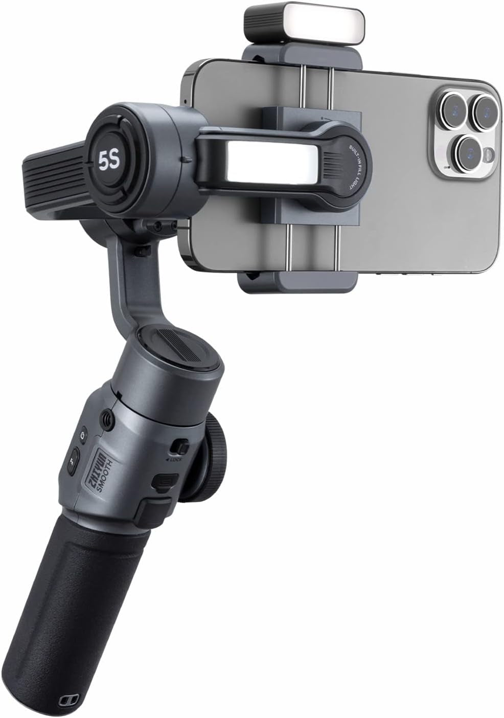 Zhiyun Smooth 5S Gray Gimbal Stabilizer for Smartphone Iphone 14 13 12 11 SE SR X 8 Pro Max plus Samsung Android for Youtube Tiktok Vlogging Zhiyun Smooth 5 Phone Gimbal Upgraded+1Pcs Mini LED Light Zhiyun