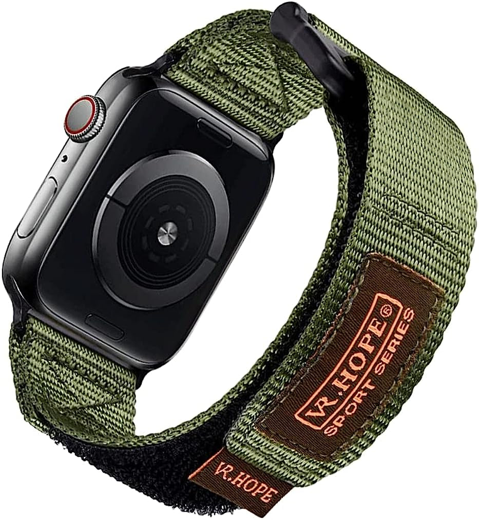 V.R.HOPE Nylon Watch Band Compatible with Apple Watch 42Mm 44Mm 45Mm for Men, Sports Strap Loop Adjustable Replacement Iwatch Bands for Series 8 7 6 5 4 3 2 1 SE V.R.HOPE Army Green 42mm/44mm/45mm