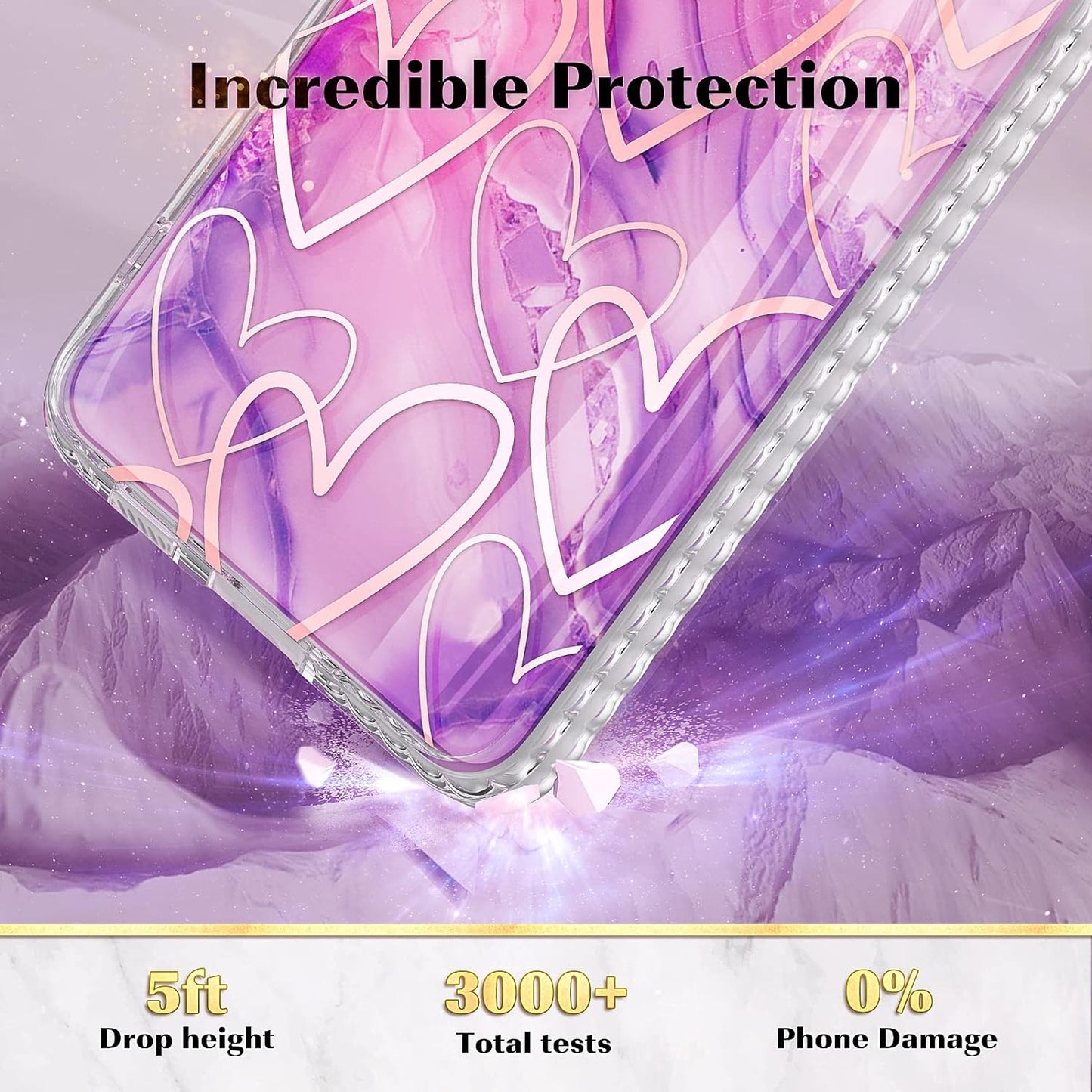 URZQOQ Samsung Galaxy A53 5G Case,Slim Stylish Protective Case Built-In Screen Protector,Shockproof Phone Case Cover for Samsung Galaxy A53 5G(2022 Release),6.5In-Heart&Pink URZQOQ