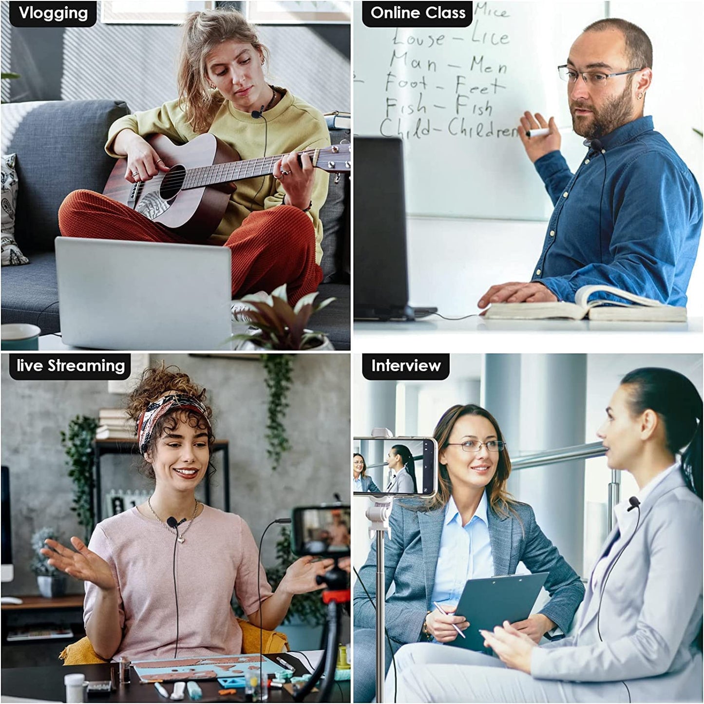 Sovvid Professional 3.5Mm TRS/TRRS Lavalier Lapel Microphone, Mini Omnidirectional Condenser Noise Cancelling Mic for Iphone Android Smartphone, Recording Clip on Mic for Vlogging, Interview, Video Sovvid