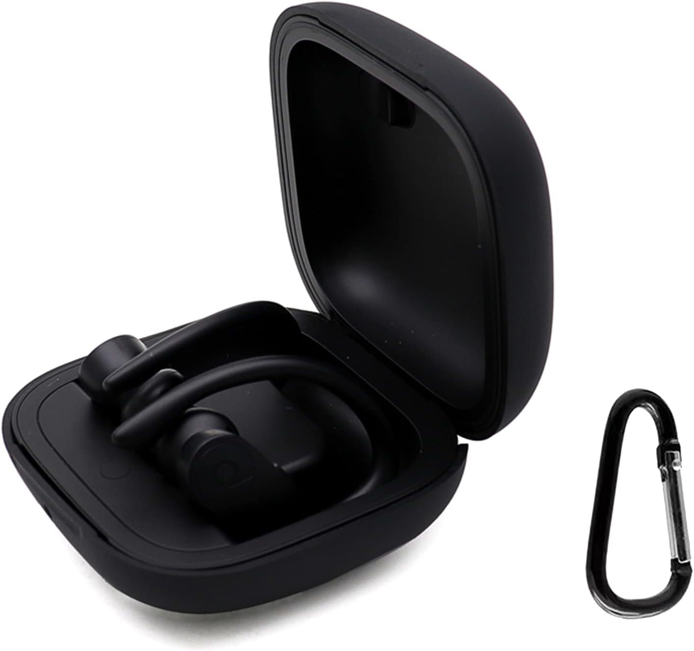 Powerbeats Pro Case Cover, VAEKNVG Soft Silicone Case for Beats Powerbeats Pro Wireless Earbuds Shockproof Protective Earbuds Case with Carabiner Accessories(Red) VAEKNVG Black