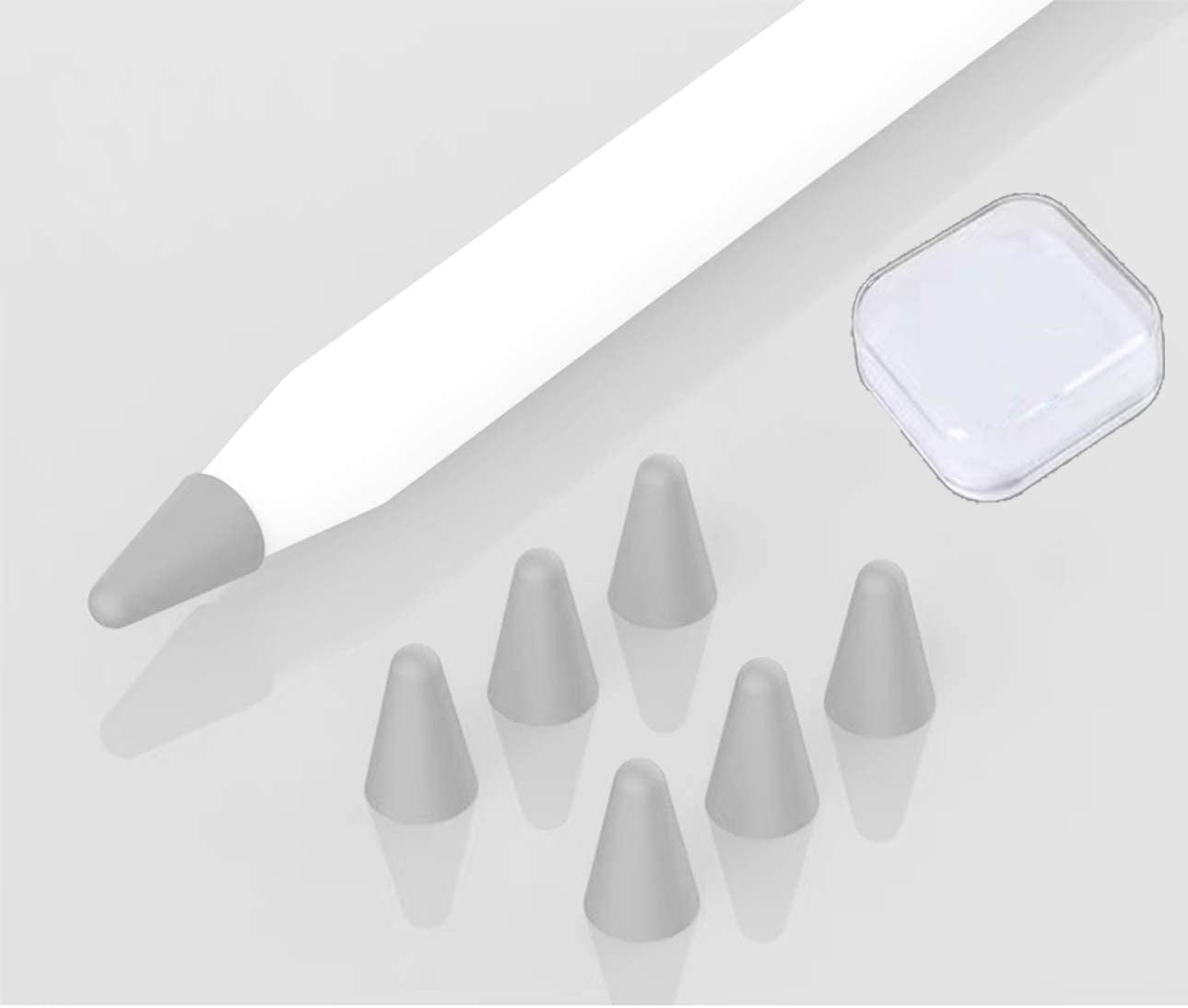 Happycover Compatible with Apple Pencil Tips, Professional Liquid Silicone Nibs Cover Replacement for 1St & 2Nd Gen, Writing Anti-Slip Protective Case for Apple Ipad Pencil. (Black) ZSHK Grey