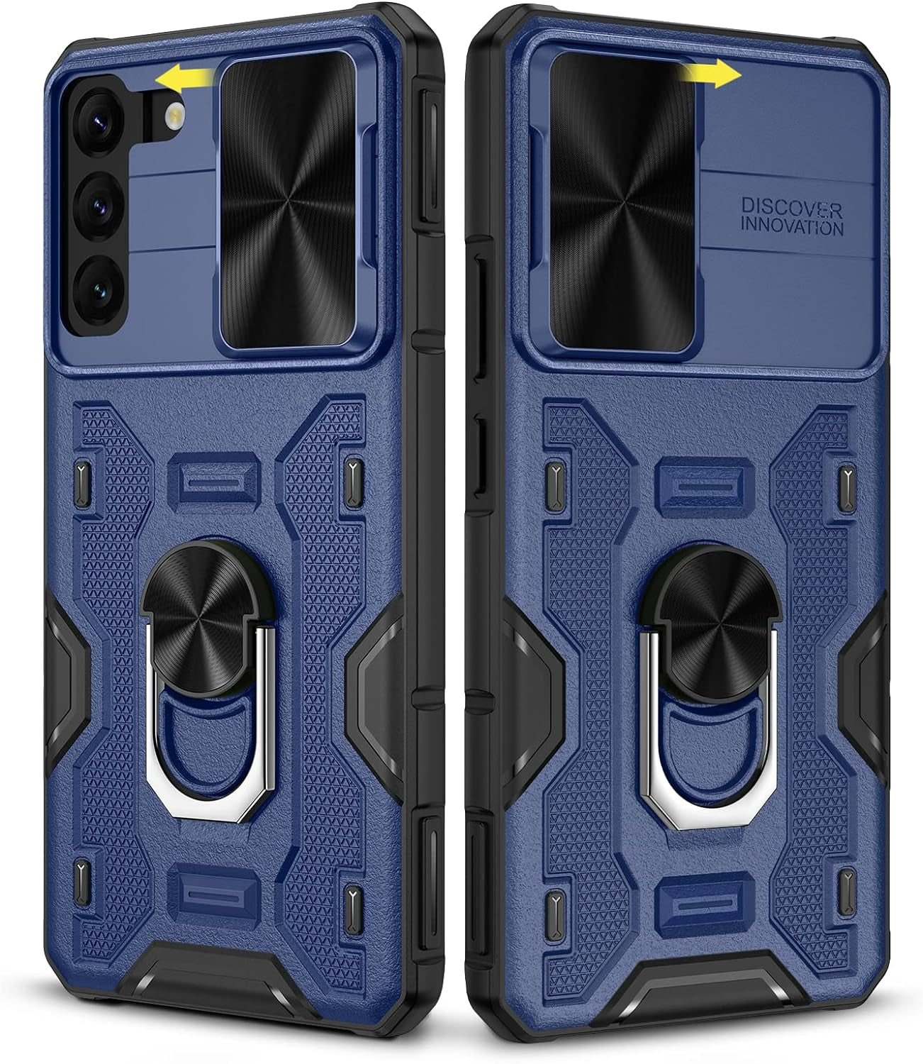 Caka for S22 plus Case, Samsung Galaxy S22 plus Case with Camera Cover & Kickstand with Built-In 360° Rotate Ring Stand Magnetic Magnet Protective Phone Cover Case for Galaxy S22+ plus 5G -Green Caka Blue