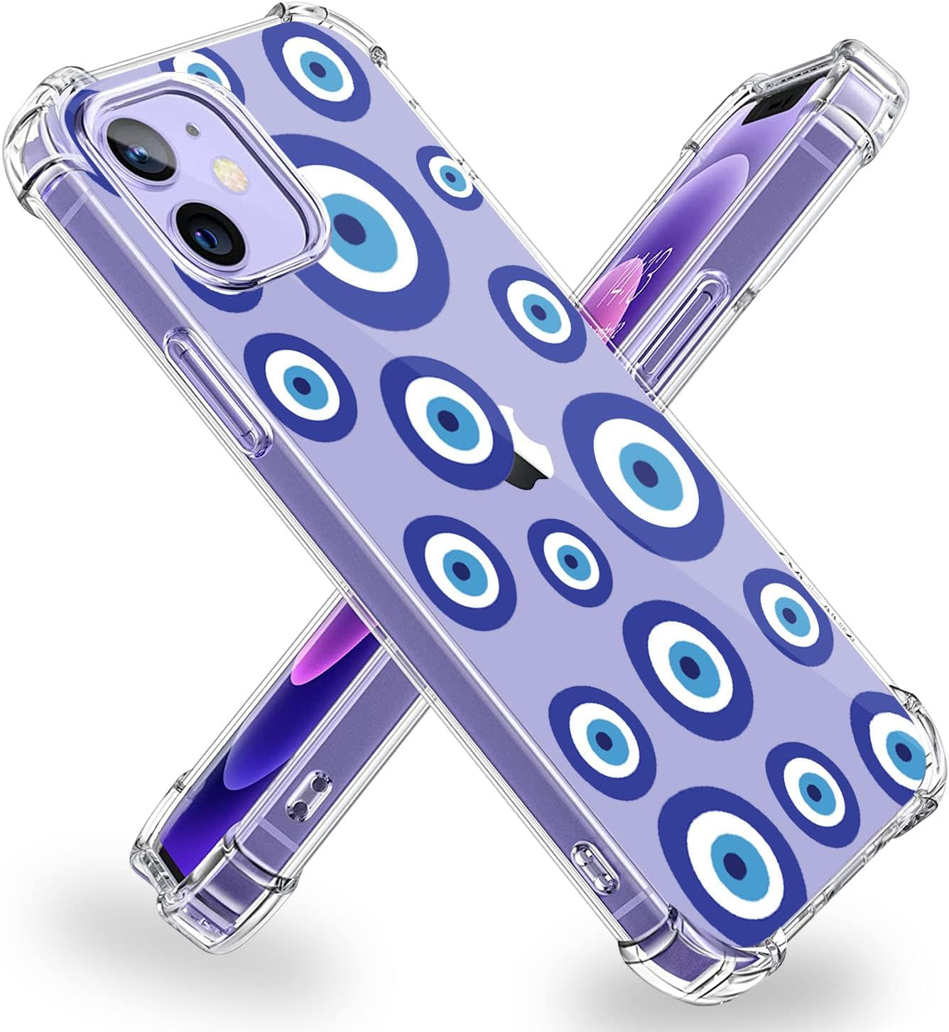 WGXQMC for Iphone 11 6.1 Case Clear Anti-Yellow Shock-Proof Protective Case,Military Grade anti Fall Protection,Ultra Thin Case with Shock Absorbing Airbag(Demon Eye/Blue) WGXQMC Iphone 12 Mini 5.4 Demon Eye/Blue