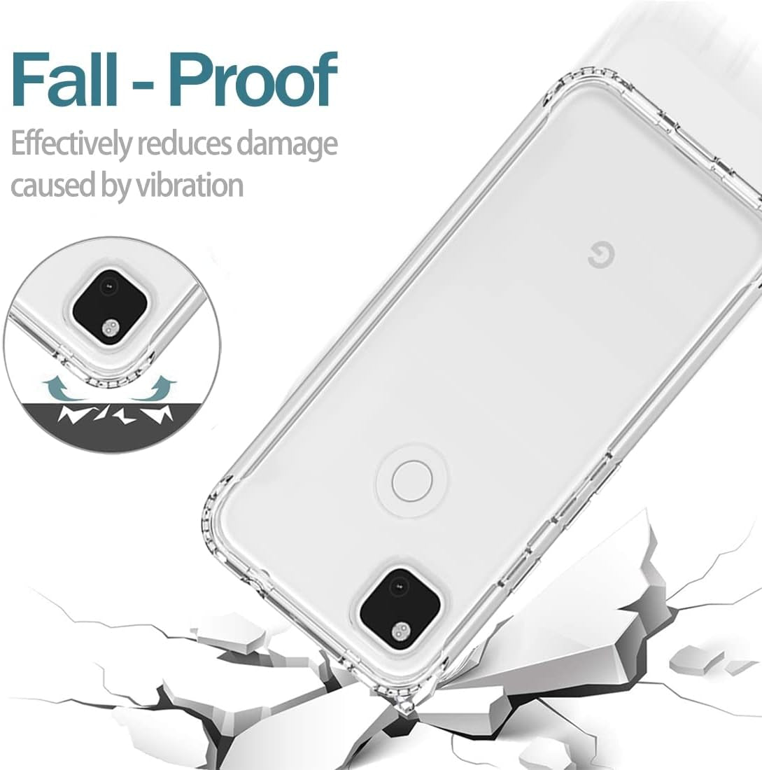 Zoeirc Case for Google Pixel 4A (Not Fit 4A 5G) G025J Case with Tempered Glass Screen Protector, Soft 360 Full Body Shockproof Hybrid Bumper Crystal Clear Case Cover for Google Pixel 4A (Clear) Zoeirc