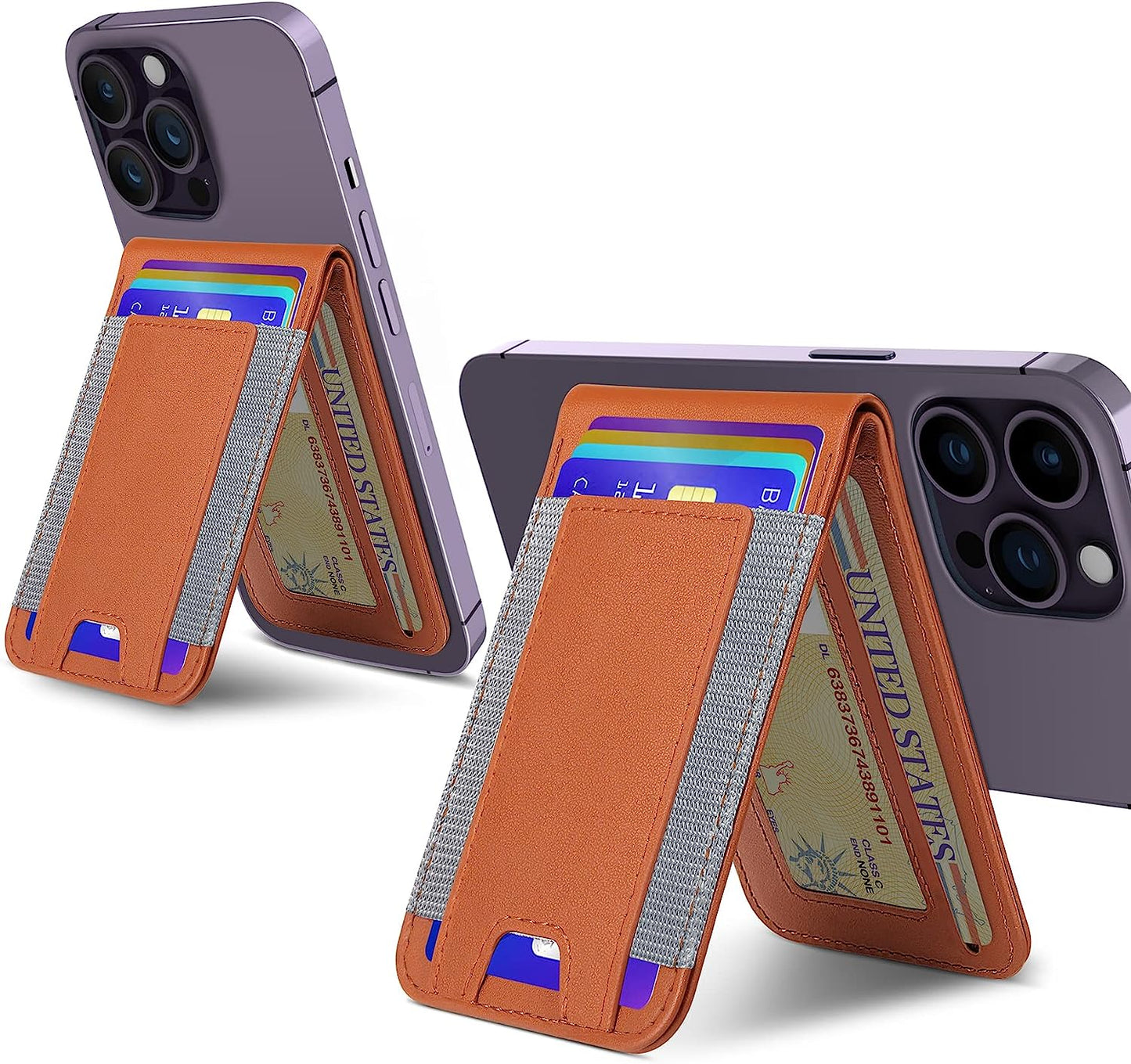 Miroddi Magsafe Wallet Stand - Magnetic Wallet with Adjustable Stand, Magsafe Card Holder for Iphone 14/14 Plus/14 Pro/14 Pro Max and 13/12 Series, Open ID Window, Fits 9 Cards, Vegan Leather, Black Miroddi Brown