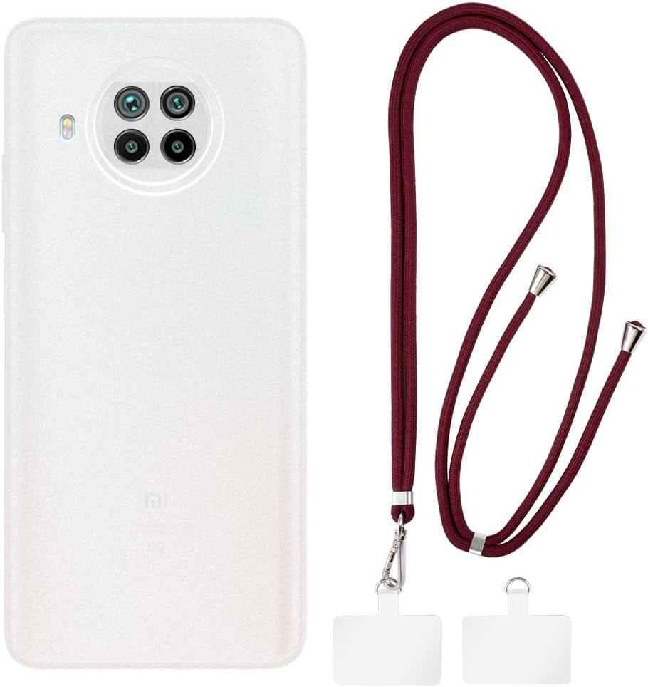 Shantime Xiaomi Mi 10T Lite Case + Universal Mobile Phone Lanyards, Neck/Crossbody Soft Strap Silicone TPU Cover Bumper Shell for Xiaomi Mi 10T Lite 5G (6.67”) Shantime White Case + Red Lanyard