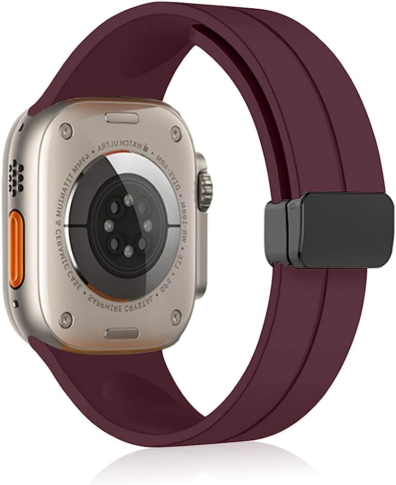 KONAFEI Compatible with Apple Watch Band 49Mm 45Mm 44Mm 42Mm 41Mm 40Mm 38Mm Iwatch Ultra Series 8/7/SE/6/5/4/3/2/1, Soft Silicone Magnetic Buckle Sport Replacement Straps for Women Men KONAFEI Wine Red 41/40/38mm