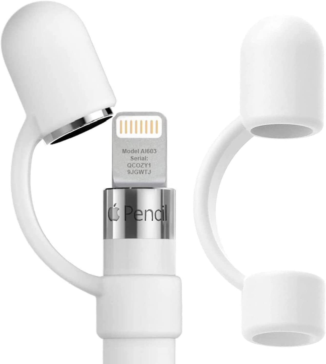 Pencilcozy for Apple Pencil Accessories | Cap Replacement and Holder, Protective Cover & Tether Prevents Damage, Works with Apple Ipad Pro Apple Pencil Gen 1 (Cap Included) (White) Cozy Industries 2 Pack - White (No Cap Included)