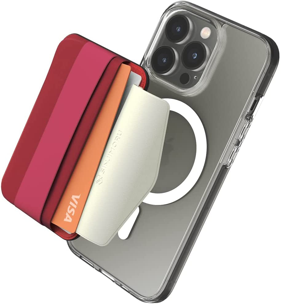 Sinjimoru Phone Grip Credit Card Holder with Flap, Secure Stick-On Wallet as Phone Finger Strap Adhesive ID Card Case for Iphone Case. Sinji Pouch B-Flap Black. Sinjimoru Co.Ltd M-Band Red Wallet for MagSafe