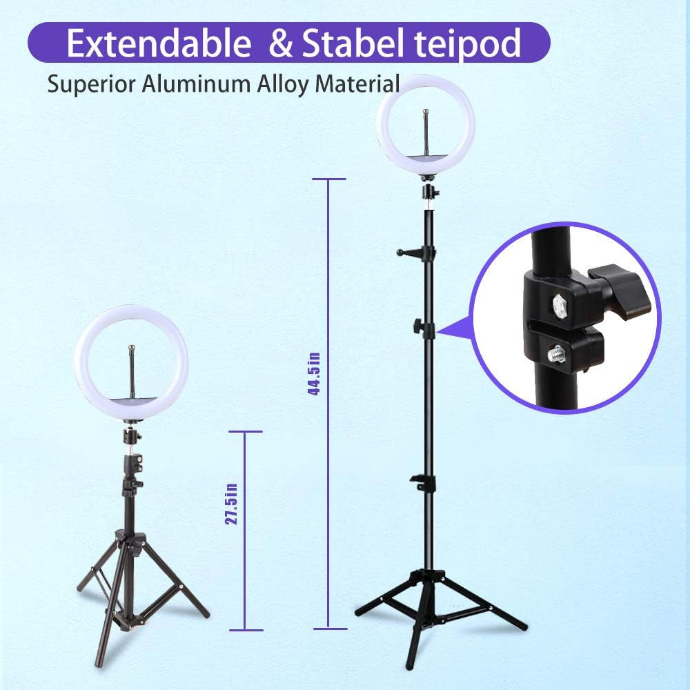 RGB Selfie Ring Light, 12 Inch LED Selfie Lights with Extendable Tripod Stand and Phone Holder for Live Video Calls Vlog Youtube Makeup and Photography Compatible with Iphone & Android CASAVIDA
