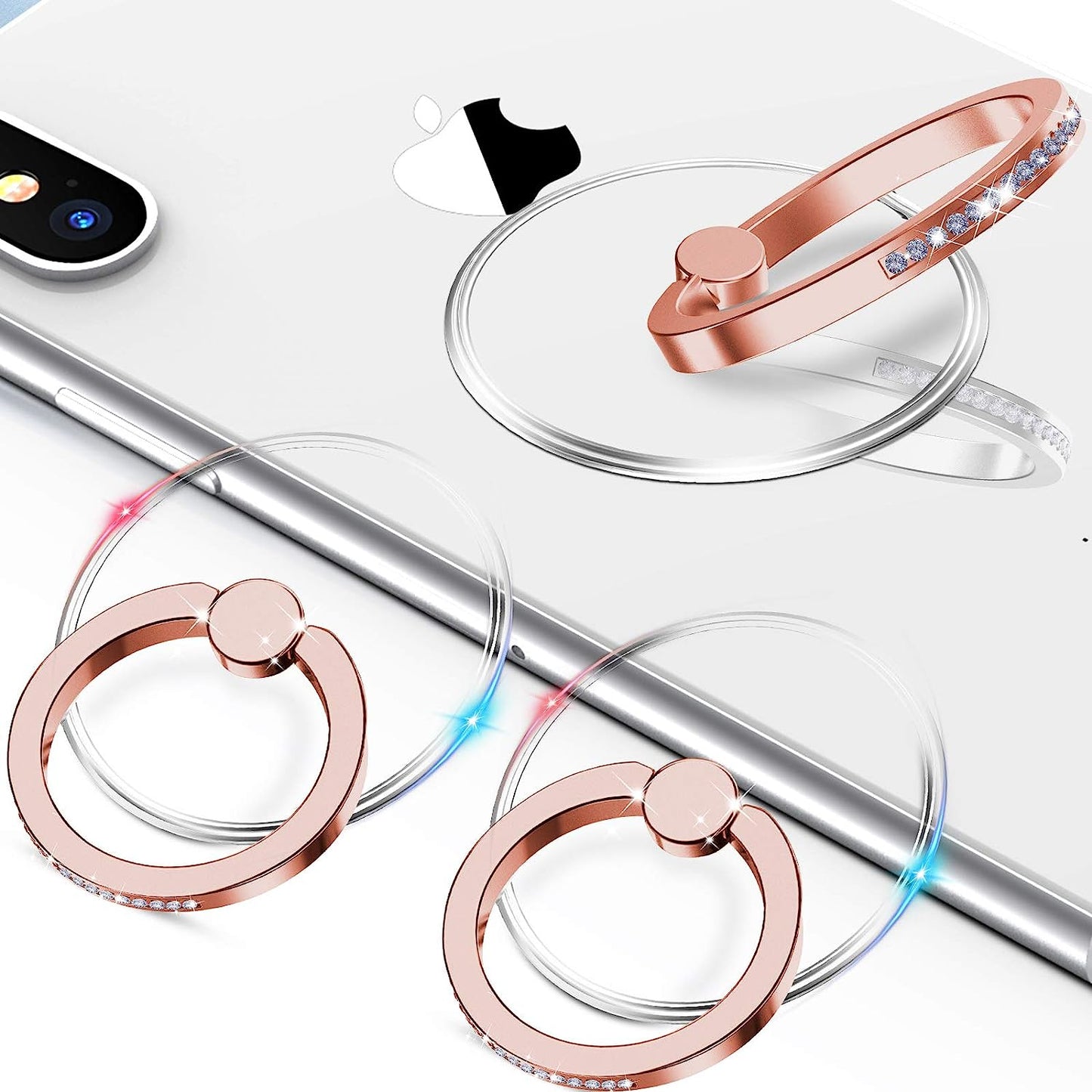 Transparent Phone Ring Holder - Jsoerpay 2 Pack Cell Phone Ring Holder Finger Grip Loop Universal 360 Degree Rotation (Gold & Diamond) Jsoerpay Rose Gold