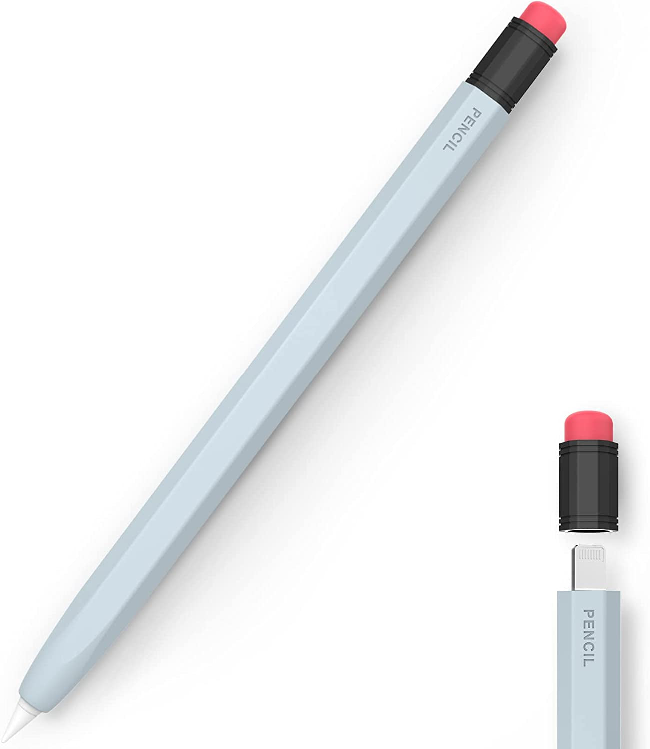 LOVE MEI Case for Apple Pencil Silicone 1ST Gen Dual Color Silicone Sleeve Protective Case,Roll-Off Prevention Perfect Comfortable Silicone Feel,Compatible for Apple Pencil 1ST Generation (Pink) LOVE MEI Sky blue