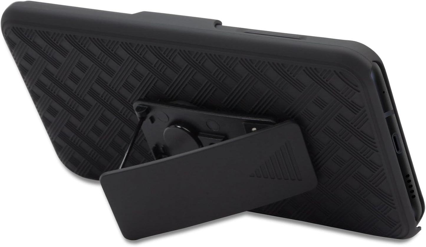 Boxwave Holster Compatible with LG V30 - Dual+ Holster Case, Shell Cover and Belt Clip Holster with Kickstand for LG V30 - Jet Black BoxWave Corporation