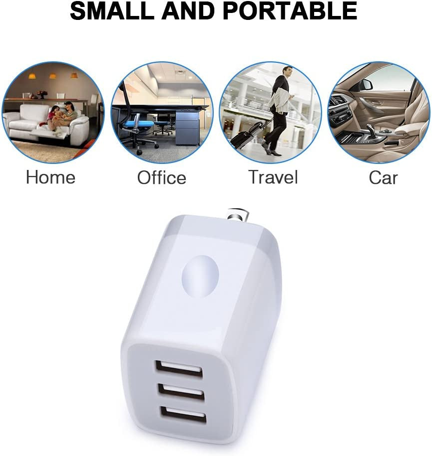 USB Wall Charger Adapter, 18W/3Amp Fast Multiple 3-Ports USB Plug Charger Block Cube Charger Box USB Brick Charging Base Compatible Iphone 14 13 12 11 Pro Max Xs XR X 8 7 6 Pad, Samsung, Android Shenzhen Putuo Technology Co.,Ltd