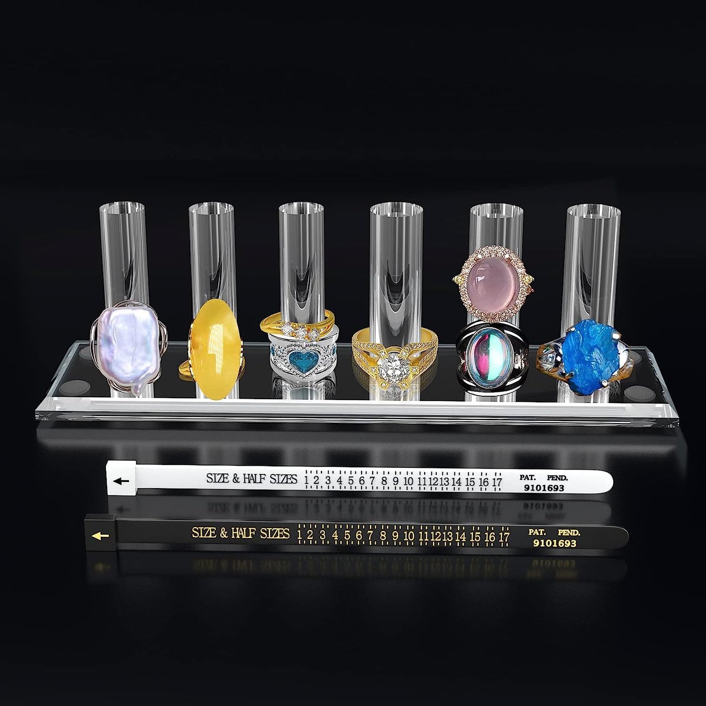 2 Pcs Hand Ring Holder Jewelry Stand, Ring Storage Holder Jewelry Display Stands Crystal Clear Acrylic Finger Ring Jewelry Ring/Wedding Ring Display Support Holder Decorative for Women Girls Room, Clear 2Pcs N\C Clear