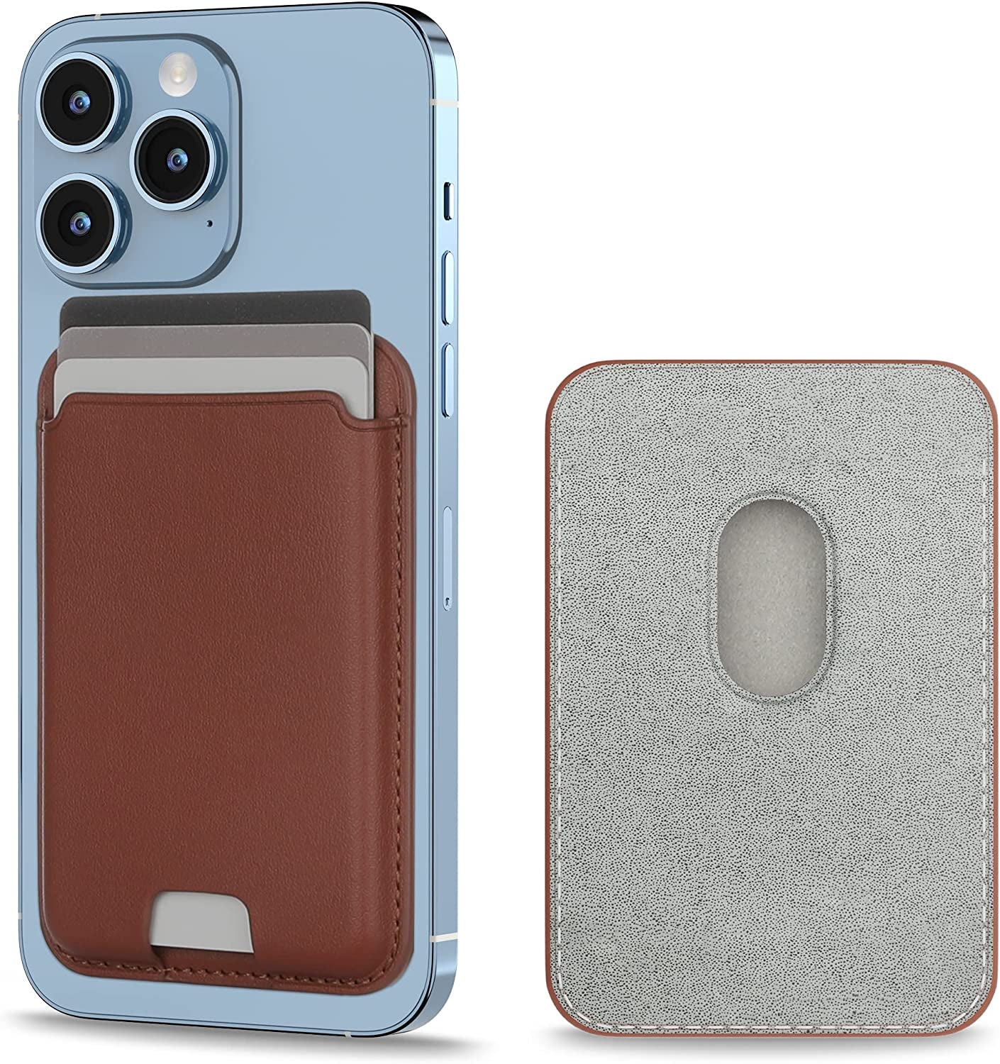 LCYATSI Magnetic Card Wallet Holder with Magsafe for Iphone 12/13/14 Mini/Plus/Pro/Max, Magnetic Cell Phone Wallet Card Holder for Magsafe Compatible with Most of Cell Phone Black LCYATSI Brown