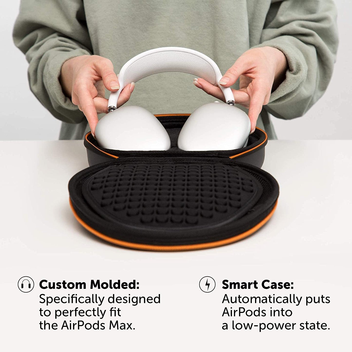 Vibeside Premium Smart Case for Airpods Max with Sleep Mode and Interior Mesh Pocket - Organizer Travel Carrying Case for Headphones - Protective Cover Storage Bag for Airpods Max Accessories VIBESIDE