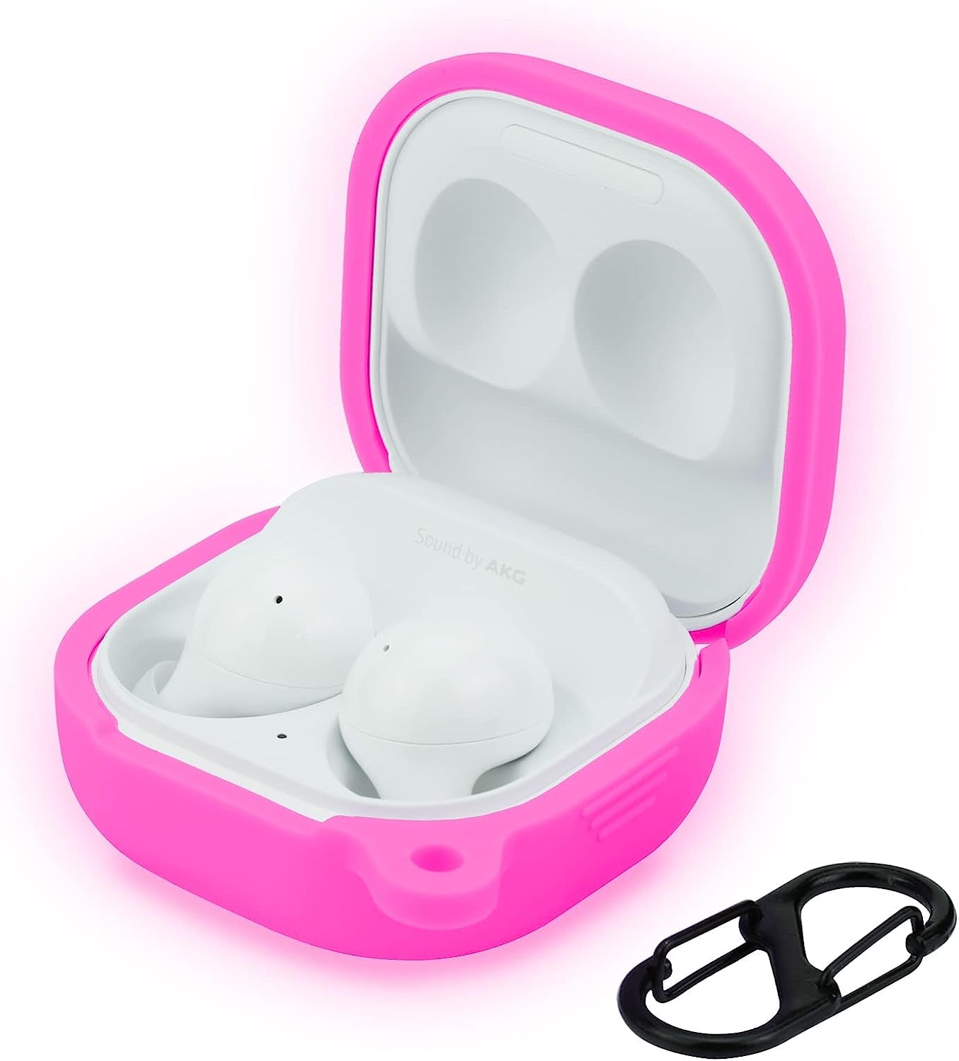 Galaxy Buds Case for Samsung Galaxy Buds 2 Pro (2022) / Galaxy Buds 2 (2021) / Galaxy Buds Pro (2021) / Galaxy Buds Live Earbuds, Pink Silicone Protective Cover for Women Girl Glow in Dark LEFXMOPHY