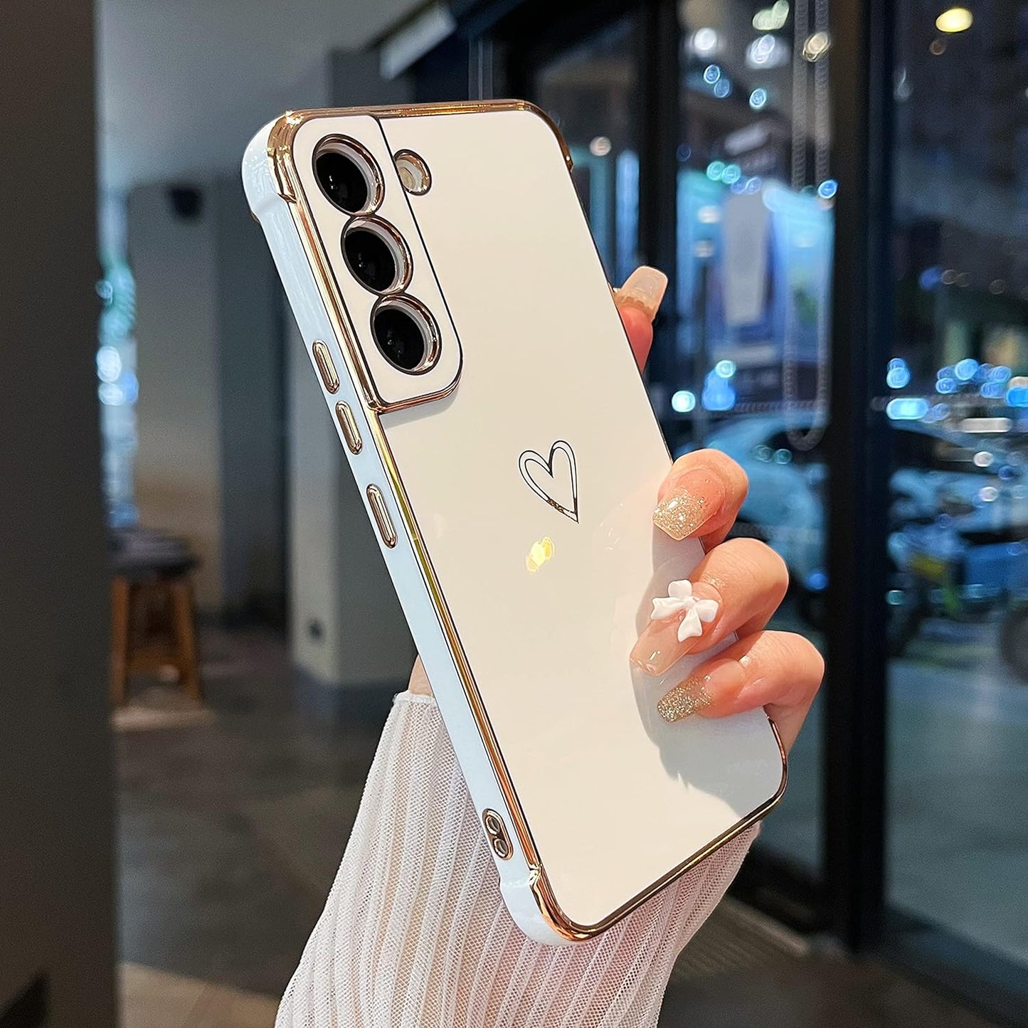 ZTOFERA Samsung Galaxy S22 plus 5G Case,Cute Plating Edge Love Hearts Pattern with Camera Lens Protection Phone Cover for Galaxy S22 plus 5G 6.6",Purple ZTOFERA White