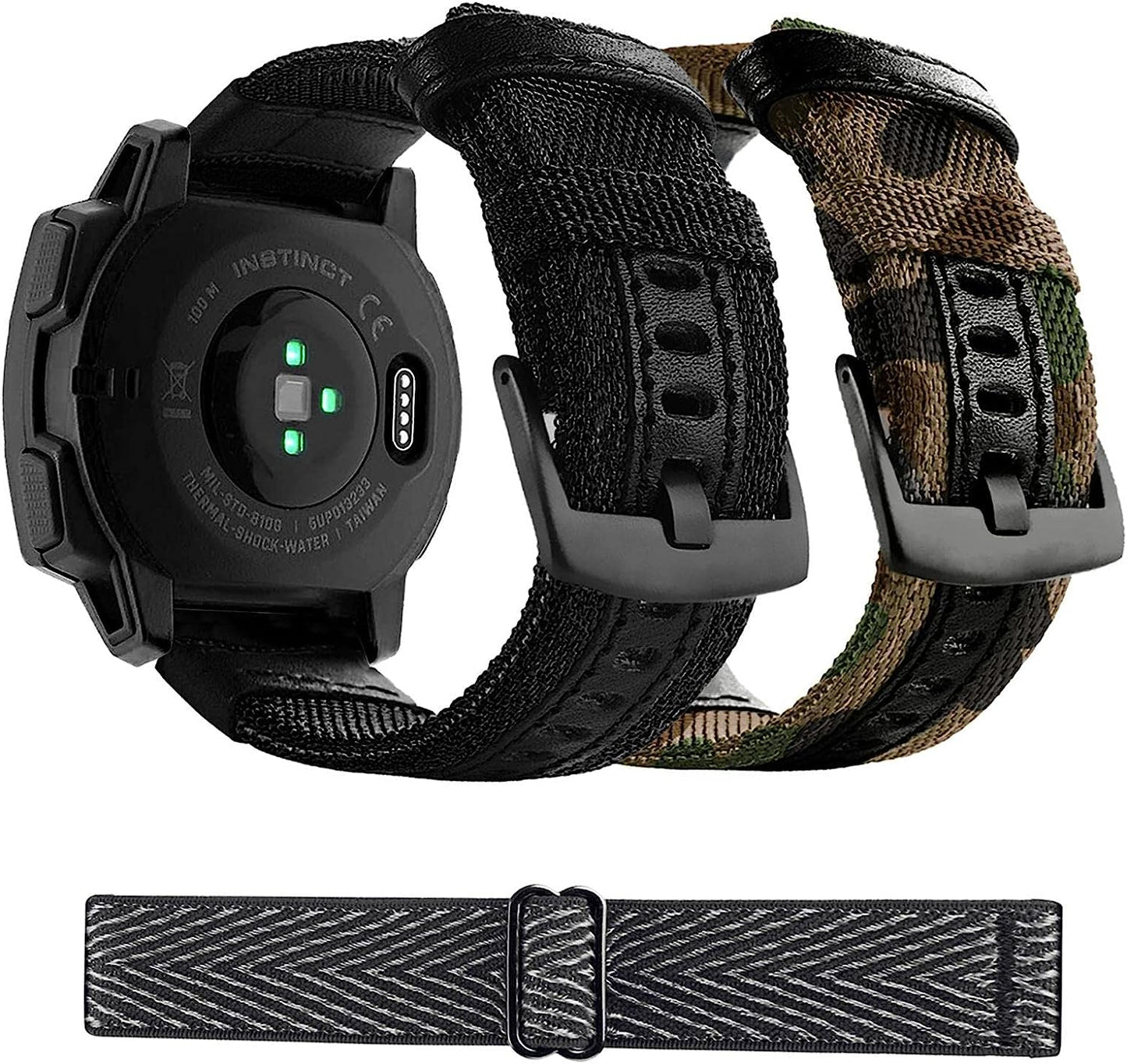 Abanen 22Mm Nylon Military Style Watch Bands for Garmin Instinct/Instinct 2 Solar, Woven Fabric Durable Wristband Strap for Garmin Instinct Tactical/Tide/Esports/Instinct Solar Abanen 3PCS Multicolor