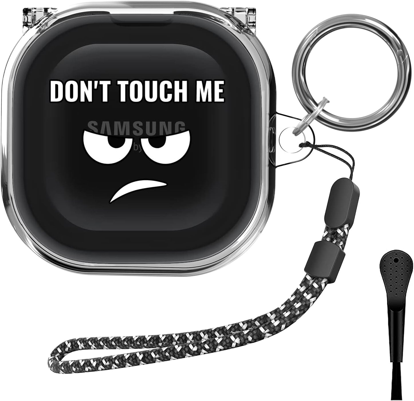 TOLUOHU Scream Ghost Case for Samsung Galaxy Buds2 Pro(2022)/Galaxy Buds Live(2020)/Galaxy Buds Pro(2021)/Galaxy Buds 2(2022) Case, Clear Hard Pc Shockproof Protective Cover with Keychain/Lanyard TOLUOHU A-Don't Touch Me