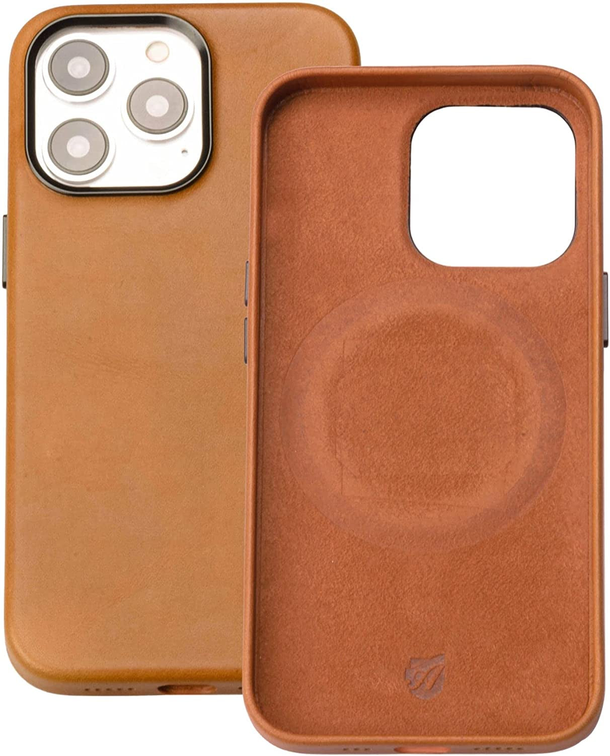 Axess Wallets Iphone Leather Case, Compatible with Magsafe and Wireless Chargers, Premium Quality Italian Leather with Anti-Scratch and Shockproof Frame (Iphone 13 Pro, Cognac) Axess Wallets Caramel iPhone 14 Pro Max
