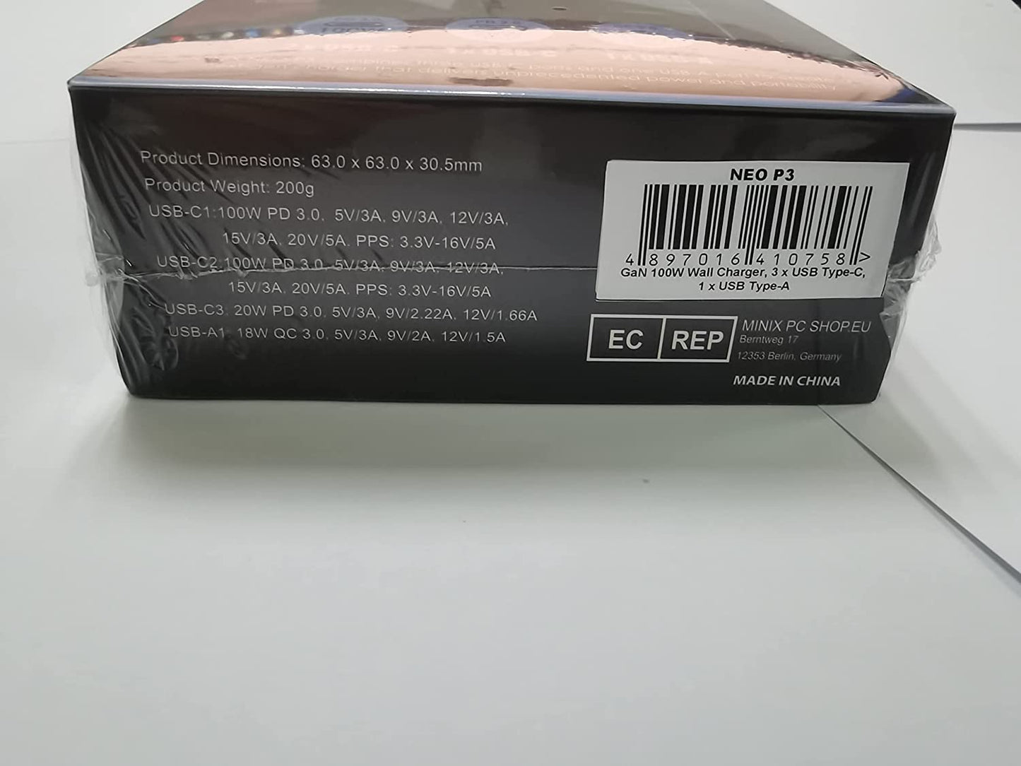 MINIX NEO P3 100W Turbo 4-Ports Gan Wall Charger, 3 X USB-C Port Fast Charging Adapter(Max 100W/20W), 1 USB-A (Max 18W). Compatible with Macbook Pro Air, Ipad Pro, Iphone 13,12,Galaxy S9 and More. MINIX Technology Limited