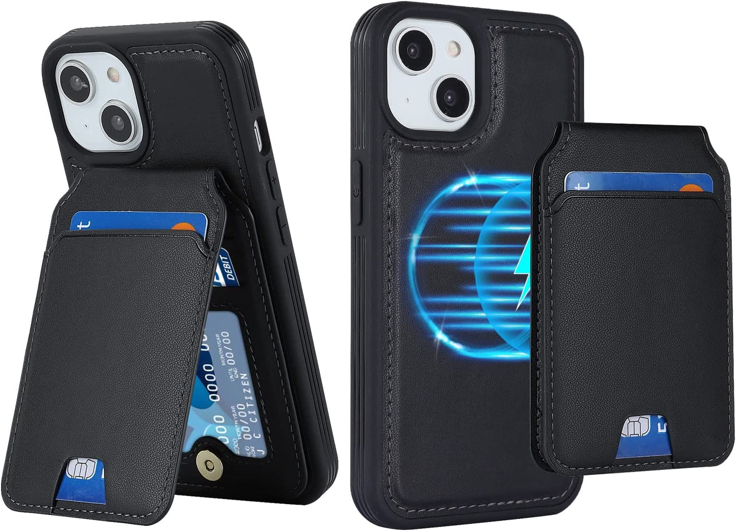 Havaya Iphone 13 Pro Max Phone Case Magsafe Compatible,Iphone 12 Pro Max Case Wallet with Card Holder,Magnetic Detachable,Magnetica Mag-Safe Cover with Kickstand for Women and Men-Purple Havaya Black iPhone 14 & iPhone 13