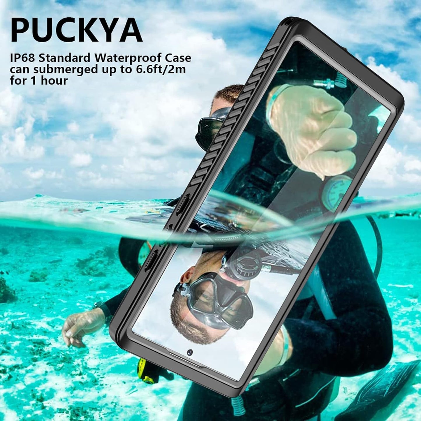 PAKUYA for Samsung Galaxy Note 20 Ultra Case Waterproof, Built in Screen Protector, Full-Body Protection Heavy Duty Shock-Proof Cover Waterproof Case for Galaxy Note 20 Ultra 6.9'' 5G(Black/Clear) PAKUYA
