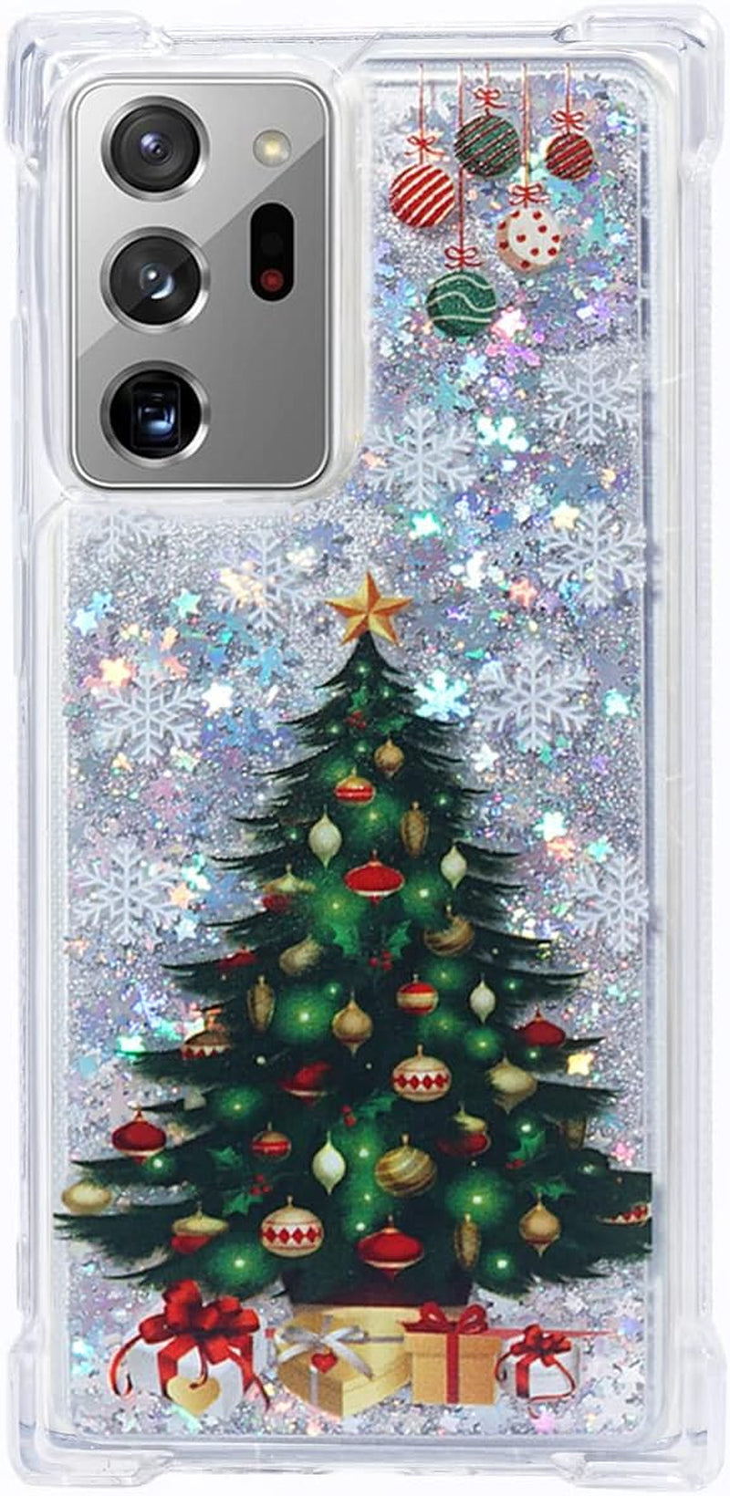 Flocute Galaxy Note 20 Ultra Case, Galaxy Note 20 Ultra Glitter Case Clear Bling Sparkle Floating Liquid Soft TPU Luxury Fashion Girly Women Cute Case for Samsung Galaxy Note 20 Ultra (Christmas Tree) Flocute