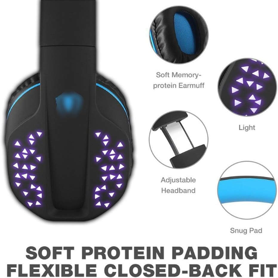 Gaming Headset Surround Sound Stereo Lightweight Soft Earmuffs for PC Laptop Tablet Smart Phone,Blue THER