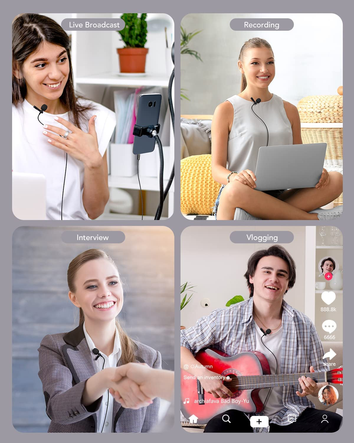 Pop Voice Professional Lavalier Lapel Microphone Omnidirectional Condenser Mic for Iphone Android Smartphone,Recording Mic for Youtube,Interview,Video PoP voice