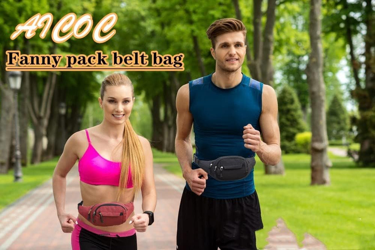 AICOC Fanny Pack for Women Men Belt Bag Waist Pack Bag with Adjustable Strap 4-Zipper Pockets Gifts for Running Hiking Travel Workout Dog Walking Outdoors Sport Fishing Sports Festival AICOC