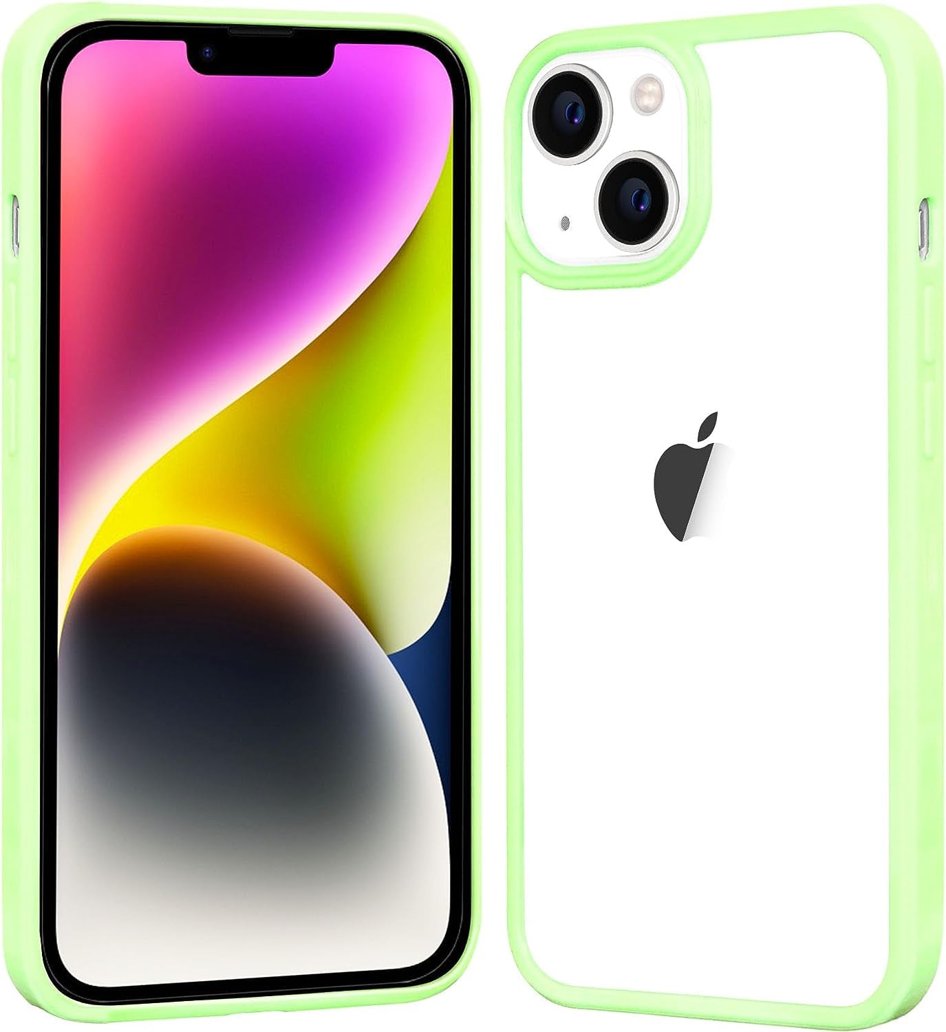 Jjgoo Compatible with Iphone 14 plus Case Clear, Non-Yellowing Shockproof Phone Case for Apple Iphone 14 Plus, Slim Anti-Scratch Hard PC Back Protective Cover Bumper 2022 JJGoo Green