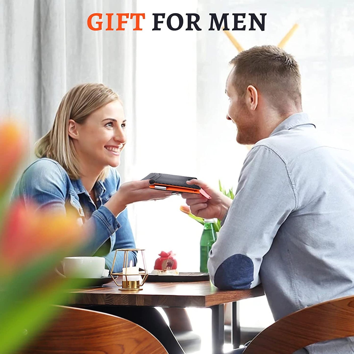 Airtag Wallet with Money Clip Front Pocket RFID Blocking, Gift for Men of Carbon Fiber Wallet with Gift Box Oonkaf