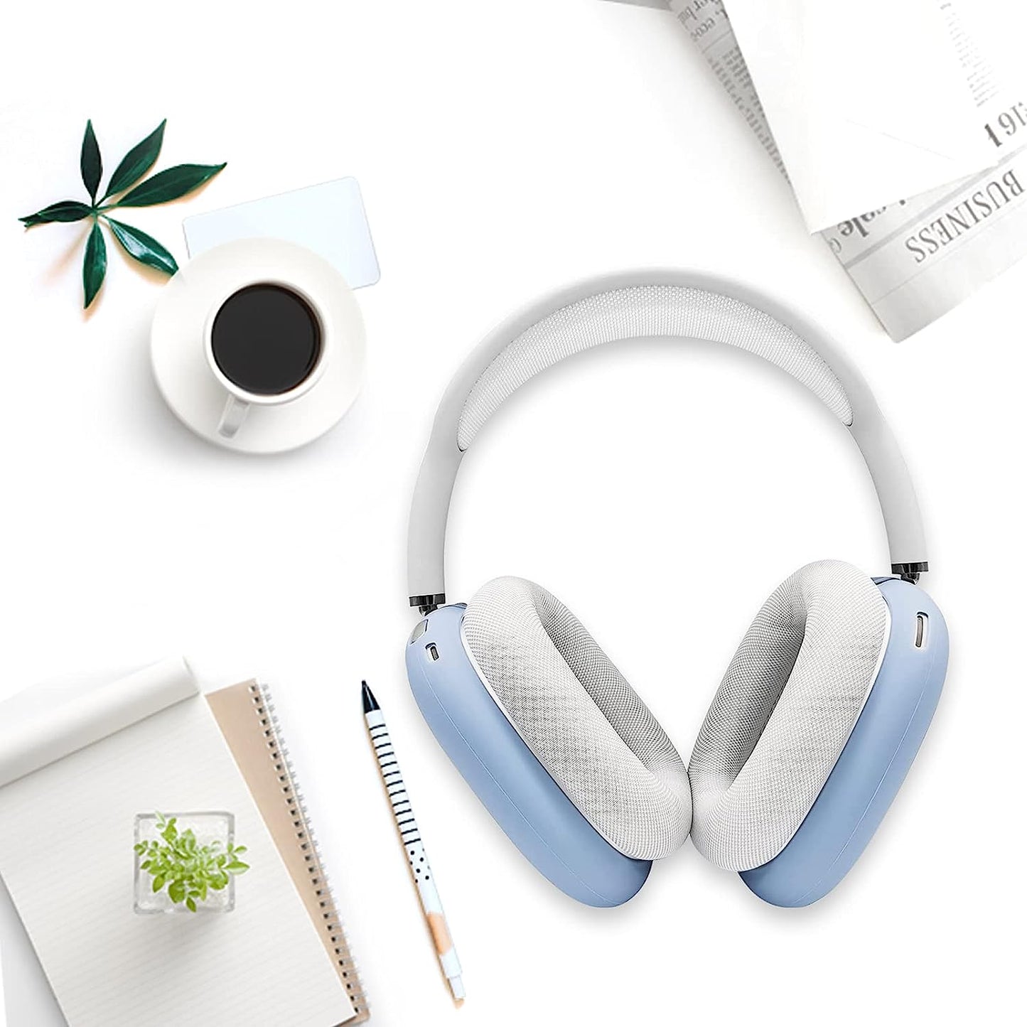 MOSISO Compatible with Airpods Max Case, Protective Headphone Sleeve Case Soft Silicone Headset Cover Earpiece Cushion Shock-Absorbing Ear Cup Cover, Airy Blue Mosiso