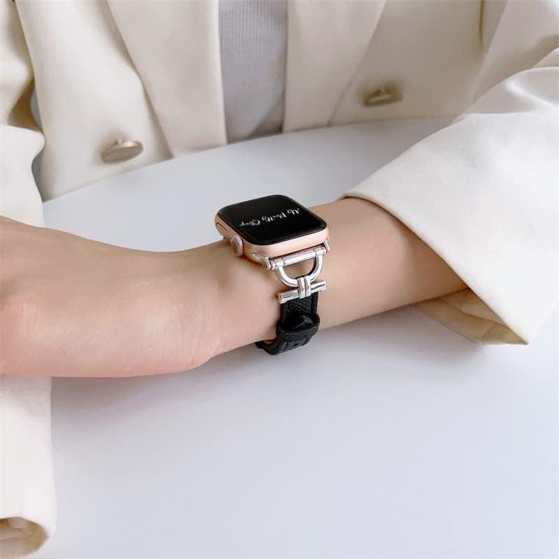 My Pretty Strap Glam Leather Band Compatible with Apple Watch 38/40/41Mm or 42/44/45/49Mm, Stainless Steel and Genuine Leather for Women My Pretty Strap