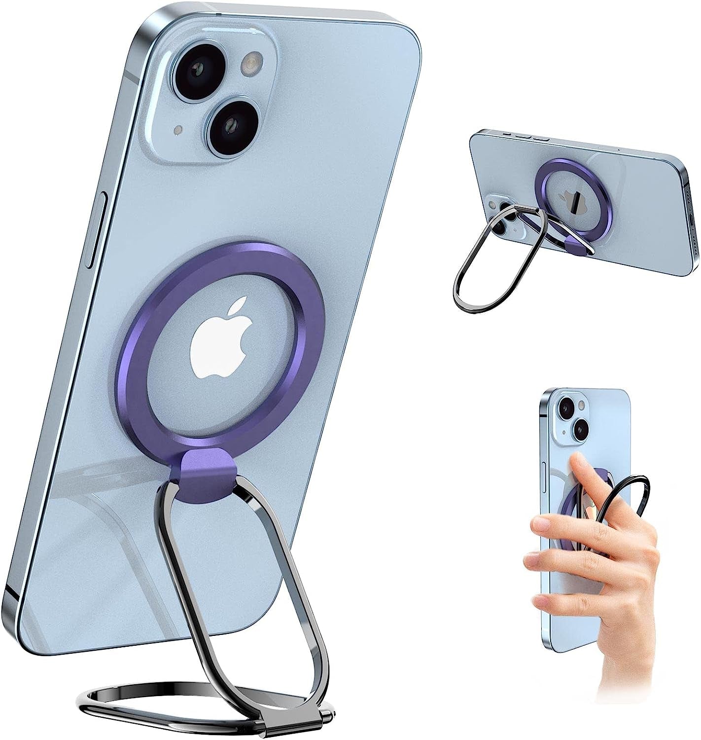 Magnetic Phone Ring Holder for Mag Safe, Compatible for Mag Safe Ring Holder Magnetic Phone Grip Magnetic Phone Ring Holder Finger Kickstand, Adjustable Kickstand for Iphone 14/13/12 Series(Black) zylee Purple