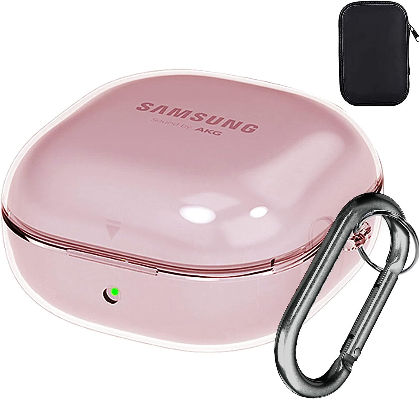 AIIKO Compatible Galaxy Buds 2 Pro Case 2022/Galaxy Buds 2/Pro Case 2021 /Galaxy Buds Live Case 2020 Clear Soft TPU Shockproof Case Protective Cover for Samsung Earbuds with Keychain - Clear Black AIIKO Clear Pink 1