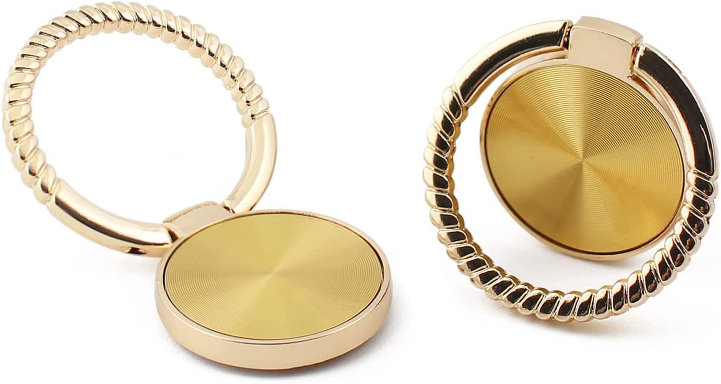 2 Pack Ultra Thin Gold Cell Phone Ring Holder Finger Kickstand, 360 Rotation Finger Stand Grip Loop for Magnetic Car Mount, Compatible with Iphone Samsung LG HTC, Etc WOWOONE B