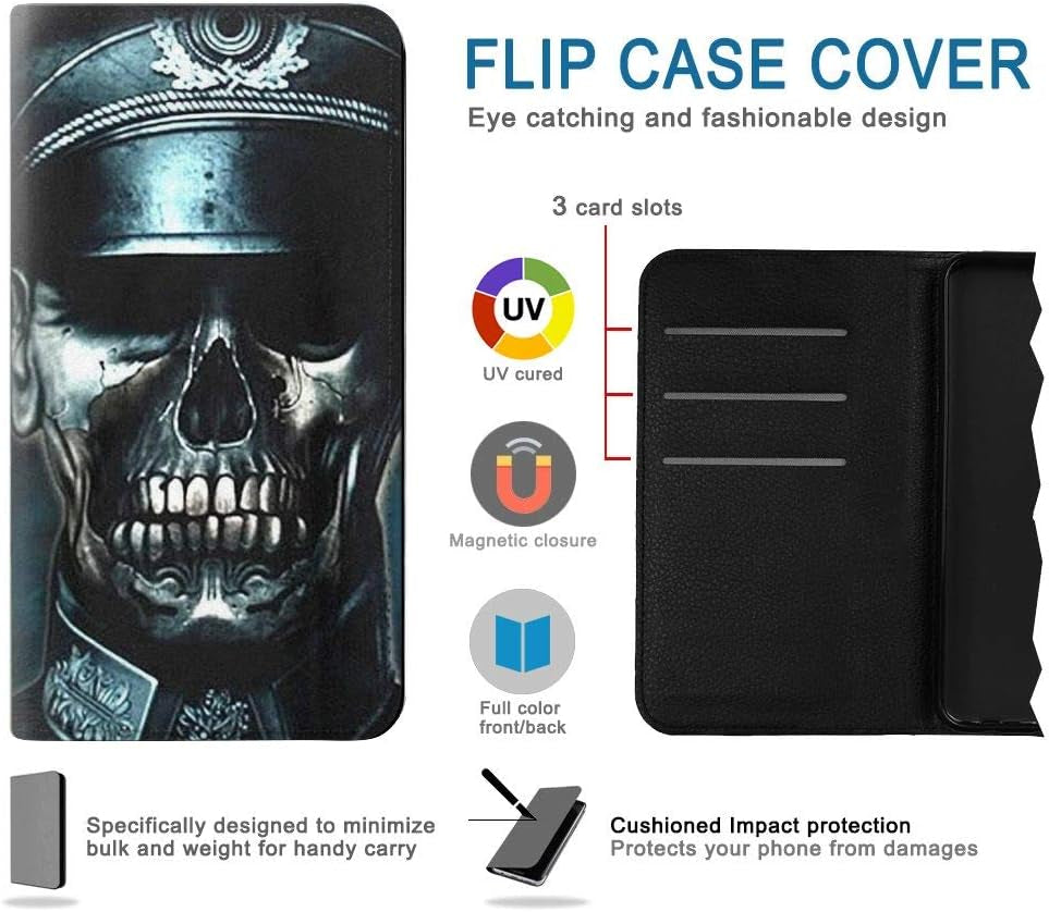 RW0754 Skull Soldier Zombie PU Leather Flip Case Cover for LG V30, LG V30 Plus, LG V30S Thinq, LG V35, LG V35 Thinq jjphonecase