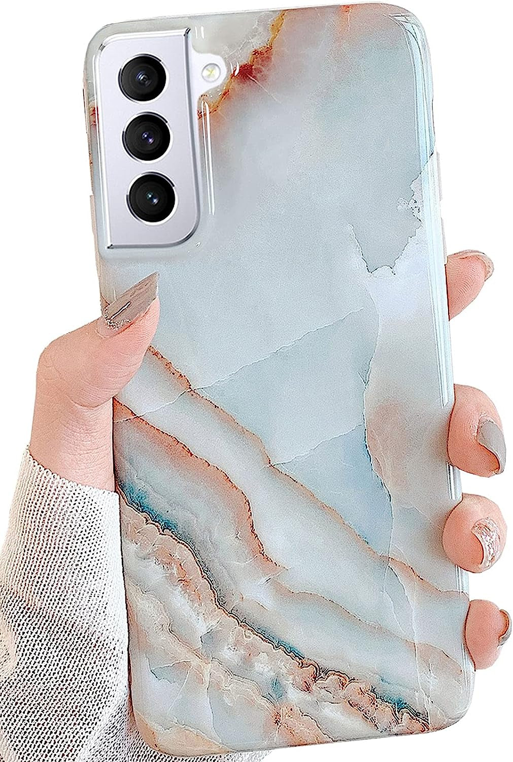 J.West Designed for Samsung Galaxy S21 Case Shiny Glitter Pink Marble Slim Fit Flexible Soft Silicone Rubber TPU Bumper Cover Skin Shockproof Protective Phone Case for Galaxy S21 5G Case J.west Agate Slice