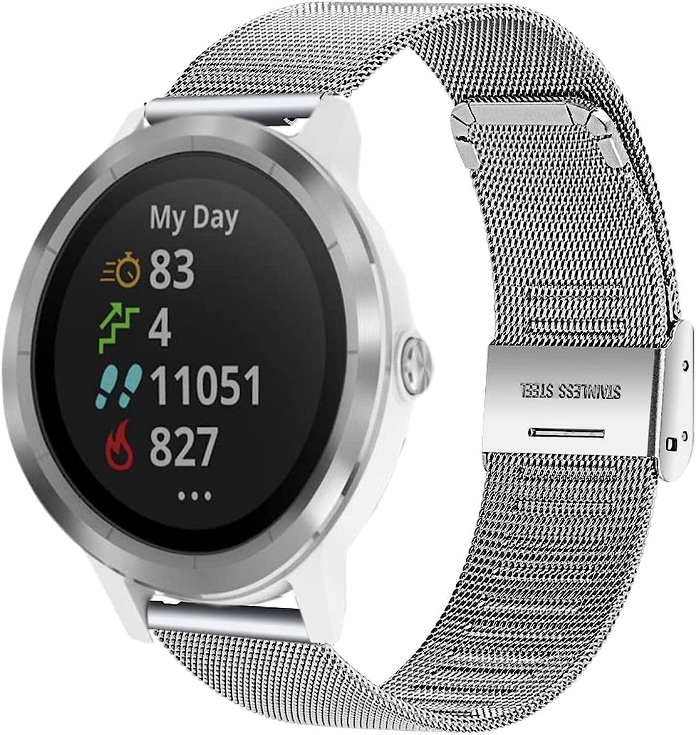 WIGERLON Compatible with Garmin Vivoactive 4S Bands 40Mm,Vivomove 3S Band 39Mm,Garmin Venu 2S Bands Fits 18Mm Watch Lugs,Stainless Steel Mesh Milanese Bands for Fossil Venture Gen 4 Hr/Gen 3,Women'S Gen 5E 42Mm WIGERLON Silver