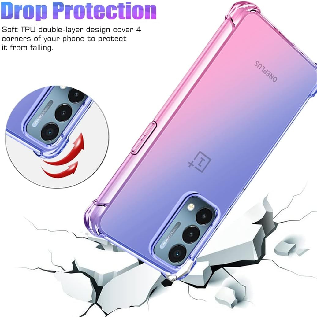 Gufuwo Case for Oneplus Nord N200 5G Case, Oneplus N200 Cute Case Girls, Gradient Slim anti Scratch Soft TPU Phone Cover Shockproof Protective Case for Oneplus Nord N200 5G (Blue/Pink) Gufuwo