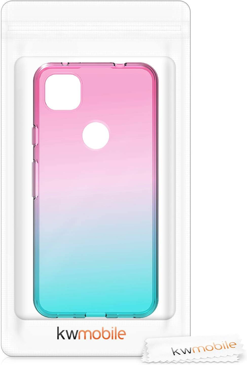 Kwmobile Case Compatible with Google Pixel 4A 5G - Case Transparent Gradient Phone Cover - Bicolor Dark Pink/Blue/Transparent kwmobile