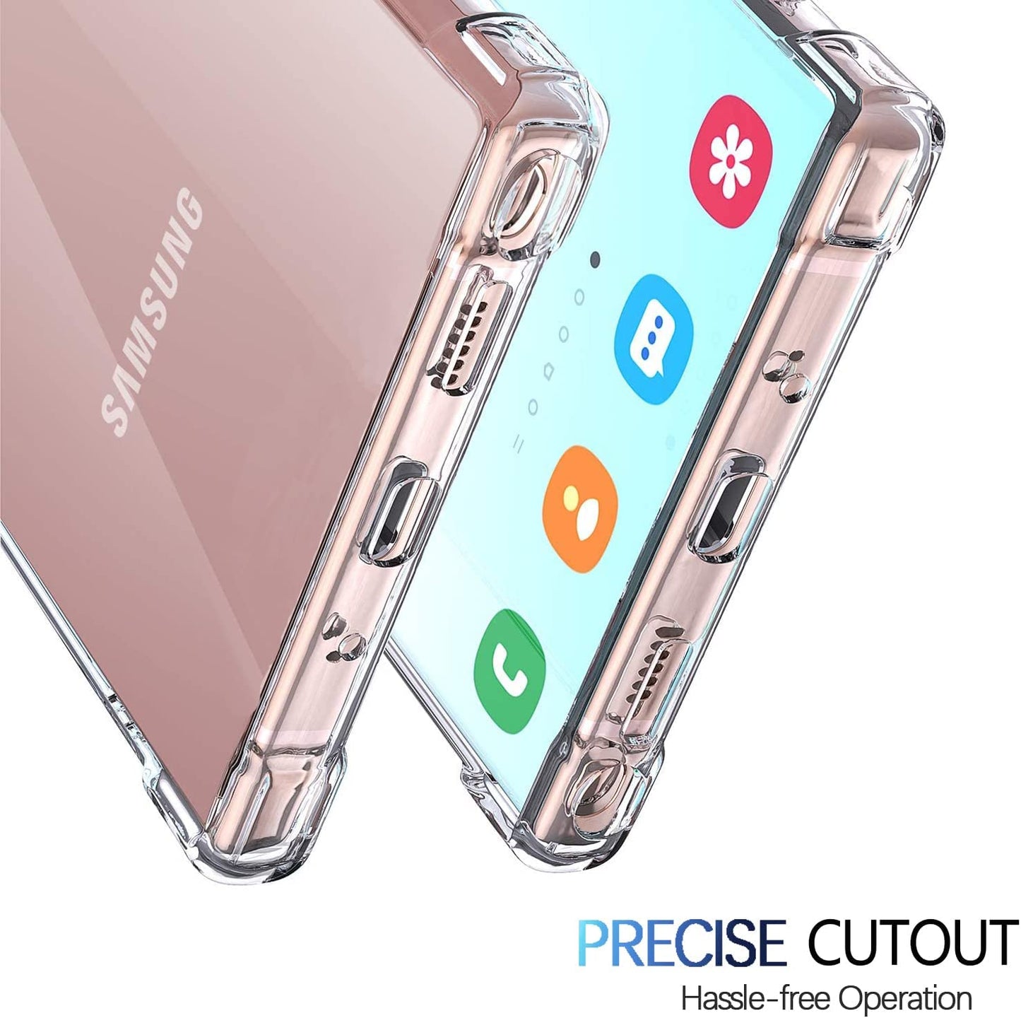 KIOMY Crystal Clear Case for Samsung Galaxy Note 20 Ultra 5G Hybrid Design Hard PC Back Cover with Flexible TPU Raised Frame Shockproof Bumper Corners Protective Slim Fit anti Yellow Transparent Shell KIOMY